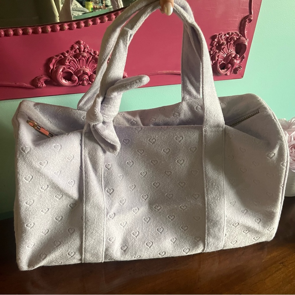 STONEY CLOVER Light Purple Heart terrycloth duffle